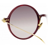 Linda Farrow - Linear Savoye A C11 Round Sunglasses in Burgundy - LF09AC11SUN - Linda Farrow Eyewear