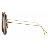 Linda Farrow - Linear Savoye A C12 Round Sunglasses in Casetto - LF09AC12SUN - Linda Farrow Eyewear