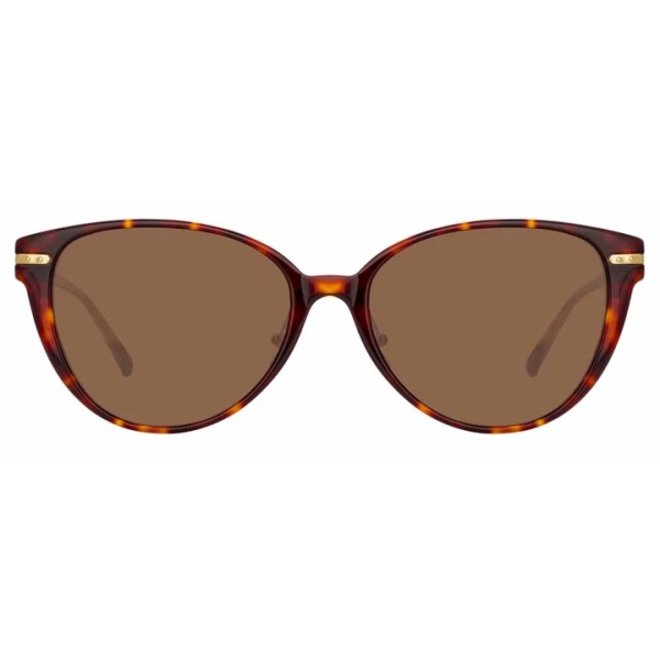 Linda Farrow - Occhiali da Sole Cat-Eye Linear Arch C8 in Tartaruga - LF26C8SUN - Linda Farrow Eyewear