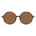 Linda Farrow - Linear Savoye C10 Round Sunglasses in Tortoiseshell - LF09C10SUN - Linda Farrow Eyewear