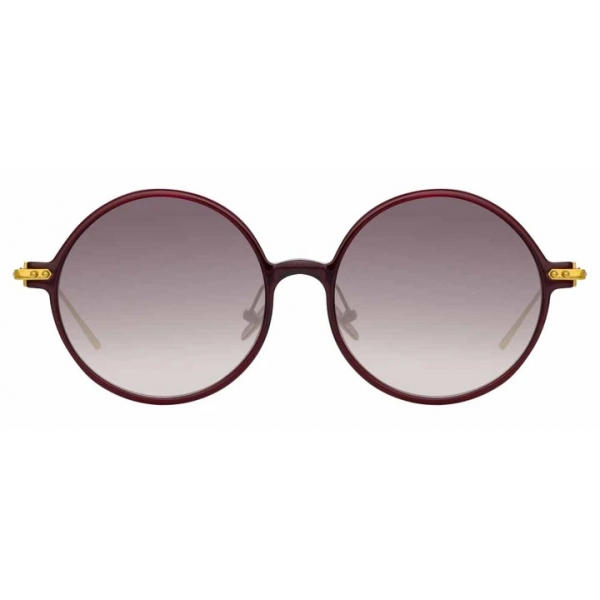 Linda Farrow - Linear Savoye C11 Round Sunglasses in Burgundy - LF09C11SUN - Linda Farrow Eyewear