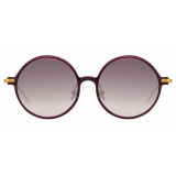 Linda Farrow - Linear Savoye C11 Round Sunglasses in Burgundy - LF09C11SUN - Linda Farrow Eyewear