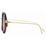 Linda Farrow - Linear Savoye C11 Round Sunglasses in Burgundy - LF09C11SUN - Linda Farrow Eyewear