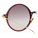 Linda Farrow - Linear Savoye C11 Round Sunglasses in Burgundy - LF09C11SUN - Linda Farrow Eyewear