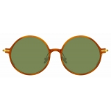 Linda Farrow - Linear Savoye C12 Round Sunglasses in Casetto - LF09C12SUN - Linda Farrow Eyewear