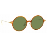 Linda Farrow - Linear Savoye C12 Round Sunglasses in Casetto - LF09C12SUN - Linda Farrow Eyewear