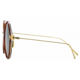 Linda Farrow - Linear Savoye C12 Round Sunglasses in Casetto - LF09C12SUN - Linda Farrow Eyewear