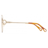 Chloé - Austine Small Sunglasses in Metal - Gold Burgundy Gradient Peach - Chloé Eyewear