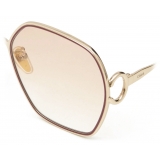 Chloé - Austine Small Sunglasses in Metal - Gold Burgundy Gradient Peach - Chloé Eyewear