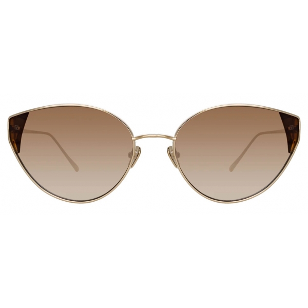 Linda Farrow - Liv Cat-Eye Sunglasses in Light Gold and Brown - LFL1029C2SUN - Linda Farrow Eyewear