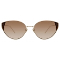 Linda Farrow - Liv Cat-Eye Sunglasses in Light Gold and Brown - LFL1029C2SUN - Linda Farrow Eyewear