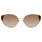 Linda Farrow - Liv Cat-Eye Sunglasses in Light Gold and Brown - LFL1029C2SUN - Linda Farrow Eyewear