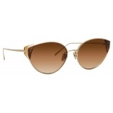 Linda Farrow - Liv Cat-Eye Sunglasses in Light Gold and Brown - LFL1029C2SUN - Linda Farrow Eyewear