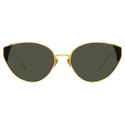 Linda Farrow - Liv Cat-Eye Sunglasses in Yellow Gold and Grey - LFL1029C1SUN - Linda Farrow Eyewear