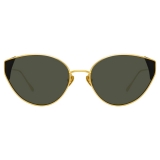 Linda Farrow - Occhiali da Sole Cat-Eye Liv in Oro Giallo e Grigio - LFL1029C1SUN - Linda Farrow Eyewear