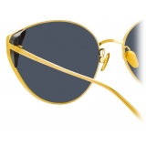 Linda Farrow - Occhiali da Sole Cat-Eye Liv in Oro Giallo e Grigio - LFL1029C1SUN - Linda Farrow Eyewear