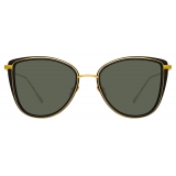 Linda Farrow - Liza Cat-Eye Sunglasses in Black and Yellow Gold - LFL1109C1SUN - Linda Farrow Eyewear