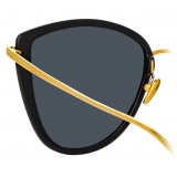 Linda Farrow - Liza Cat-Eye Sunglasses in Black and Yellow Gold - LFL1109C1SUN - Linda Farrow Eyewear