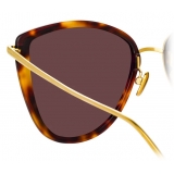 Linda Farrow - Liza Cat-Eye Sunglasses in Tortoiseshell and Yellow Gold - LFL1109C2SUN - Linda Farrow Eyewear