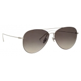 Linda Farrow - Occhiali da Sole Aviator Lloyds in Oro Bianco - LF31C2SUN - Linda Farrow Eyewear