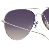 Linda Farrow - Occhiali da Sole Aviator Lloyds in Oro Bianco - LF31C2SUN - Linda Farrow Eyewear