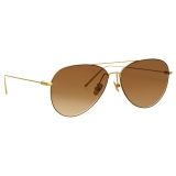 Linda Farrow - Occhiali da Sole Aviator Lloyds in Oro Giallo - LF31C3SUN - Linda Farrow Eyewear