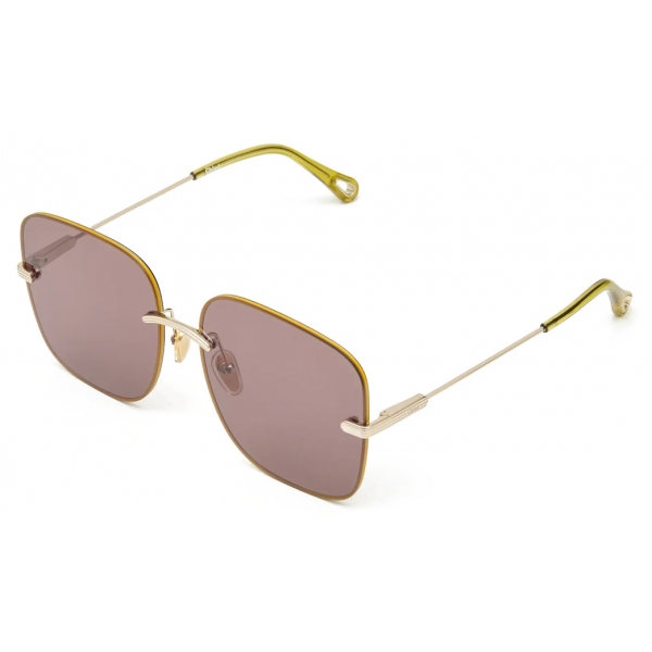 Chloé - Benjamine Sunglasses in Metal - Gold Yellow Lilac - Chloé Eyewear -  Avvenice