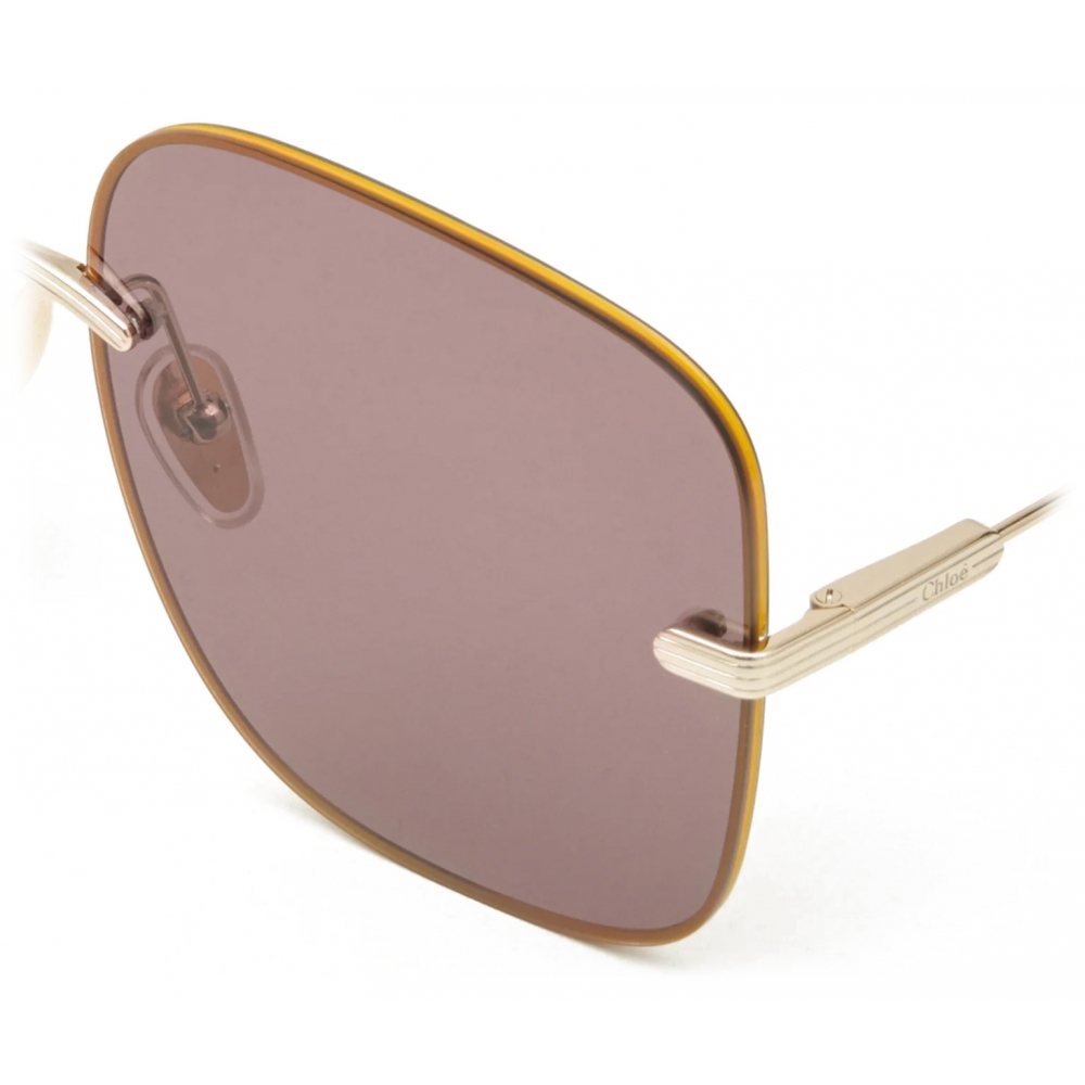 Chloé - Benjamine Sunglasses in Metal - Gold Yellow Lilac - Chloé Eyewear -  Avvenice