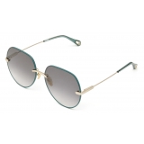 Chloé - Benjamine Sunglasses in Metal - Gold Petrol - Chloé Eyewear