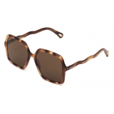 Chloé - Occhiali da Sole Zelie in Metallo - Medio Havana Marrone - Chloé Eyewear