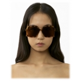 Chloé - Zelie Sunglasses in Metal - Medium Havana Brown - Chloé Eyewear