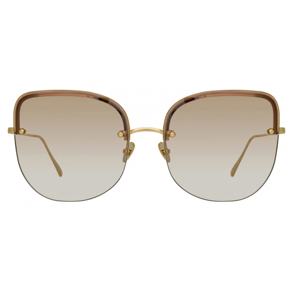 Linda Farrow - Loni Cat-Eye Sunglasses in Light Gold and Blue - LFL1099C4SUN - Linda Farrow Eyewear