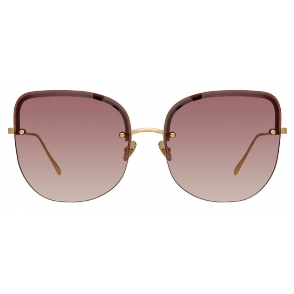 Linda Farrow - Loni Cat-Eye Sunglasses in Light Gold and Burgundy - LFL1099C5SUN - Linda Farrow Eyewear