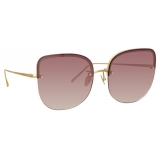 Linda Farrow - Loni Cat-Eye Sunglasses in Light Gold and Burgundy - LFL1099C5SUN - Linda Farrow Eyewear