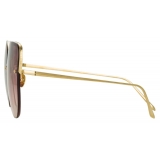 Linda Farrow - Loni Cat-Eye Sunglasses in Light Gold and Burgundy - LFL1099C5SUN - Linda Farrow Eyewear