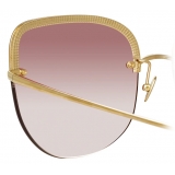 Linda Farrow - Occhiali da Sole Cat-Eye Loni in Oro Chiaro e Bordeaux - LFL1099C5SUN - Linda Farrow Eyewear