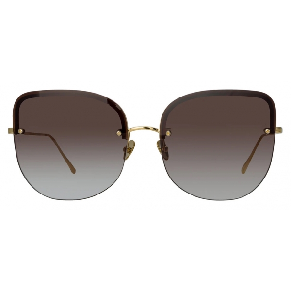 Linda Farrow - Loni Cat-Eye Sunglasses in Light Gold and Grey - LFL1099C3SUN - Linda Farrow Eyewear