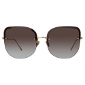 Linda Farrow - Occhiali da Sole Cat-Eye Loni in Oro Chiaro e Grigio - LFL1099C3SUN - Linda Farrow Eyewear