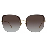 Linda Farrow - Occhiali da Sole Cat-Eye Loni in Oro Chiaro e Grigio - LFL1099C3SUN - Linda Farrow Eyewear