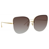 Linda Farrow - Loni Cat-Eye Sunglasses in Light Gold and Grey - LFL1099C3SUN - Linda Farrow Eyewear