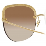 Linda Farrow - Occhiali da Sole Cat-Eye Loni in Oro Chiaro e Grigio - LFL1099C3SUN - Linda Farrow Eyewear