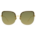 Linda Farrow - Occhiali da Sole Cat-Eye Loni in Oro Giallo e Verde - LFL1099C2SUN - Linda Farrow Eyewear