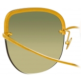 Linda Farrow - Loni Cat-Eye Sunglasses in Yellow Gold and Green - LFL1099C2SUN - Linda Farrow Eyewear