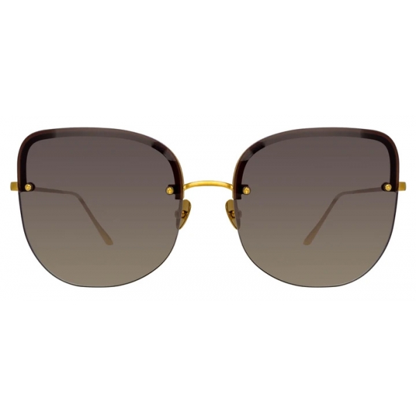 Linda Farrow - Loni Cat-Eye Sunglasses in Yellow Gold and Grey - LFL1099C1SUN - Linda Farrow Eyewear