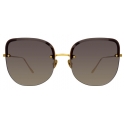 Linda Farrow - Loni Cat-Eye Sunglasses in Yellow Gold and Grey - LFL1099C1SUN - Linda Farrow Eyewear