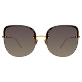 Linda Farrow - Loni Cat-Eye Sunglasses in Yellow Gold and Grey - LFL1099C1SUN - Linda Farrow Eyewear