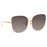 Linda Farrow - Occhiali da Sole Cat-Eye Loni in Oro Giallo e Grigio - LFL1099C1SUN - Linda Farrow Eyewear