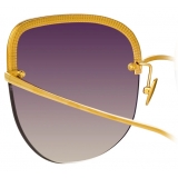 Linda Farrow - Occhiali da Sole Cat-Eye Loni in Oro Giallo e Grigio - LFL1099C1SUN - Linda Farrow Eyewear