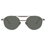 Linda Farrow - Lou Oval Sunglasses in Nickel - LFL1046C4SUN - Linda Farrow Eyewear