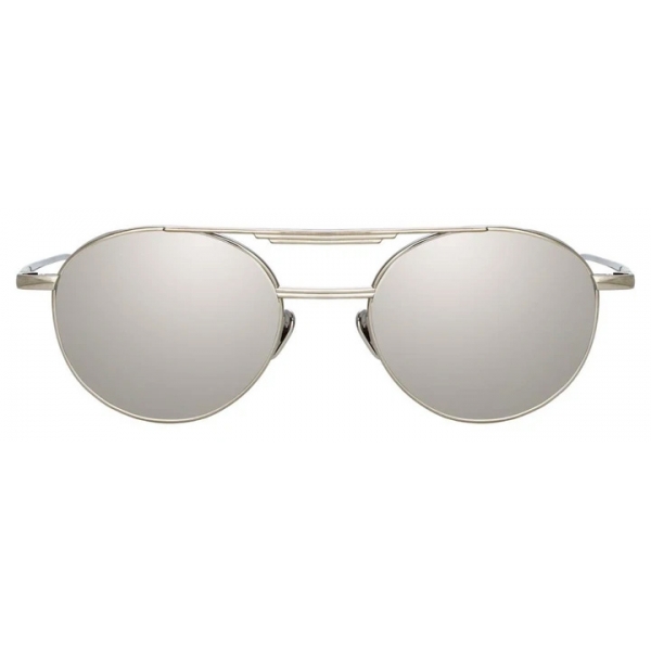 Linda Farrow - Lou Oval Sunglasses in White Gold - LFL1046C3SUN - Linda Farrow Eyewear